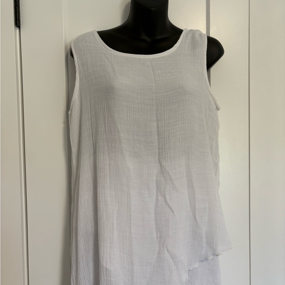 Casa Donna Linen Blend Layered Ruffled White Sleeveless Midi Dress Size Large - Picture 7 of 11